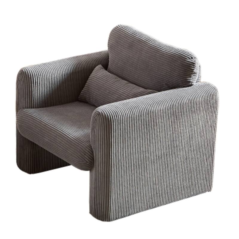 Modern Corduroy Accent Chair with Support Pillow, Set of 1 - Beige