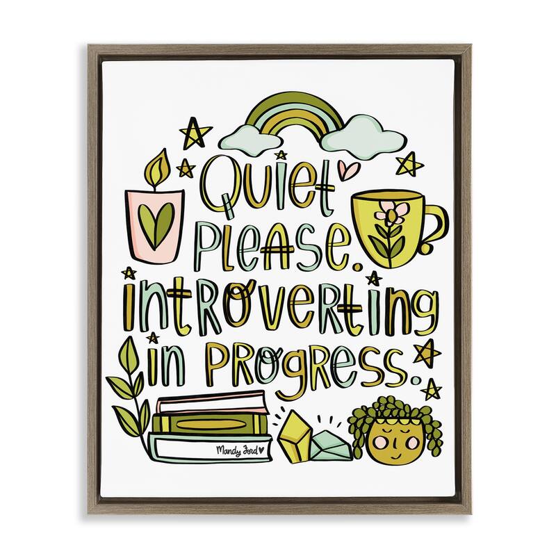 Stupell Introverting In Progress Framed Floater Canvas Wall Art Design By Mandy Ford Art + Illustration - 17 x 21 - Brown