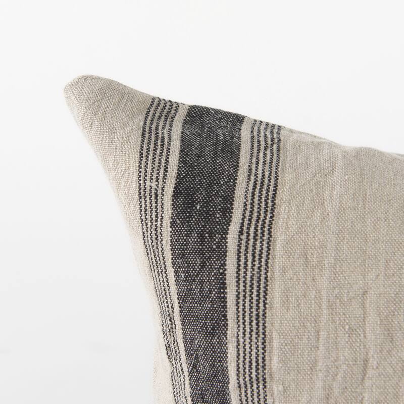 Hattie 13L x 21W Beige and Black Fabric Striped Decorative Pillow Cover