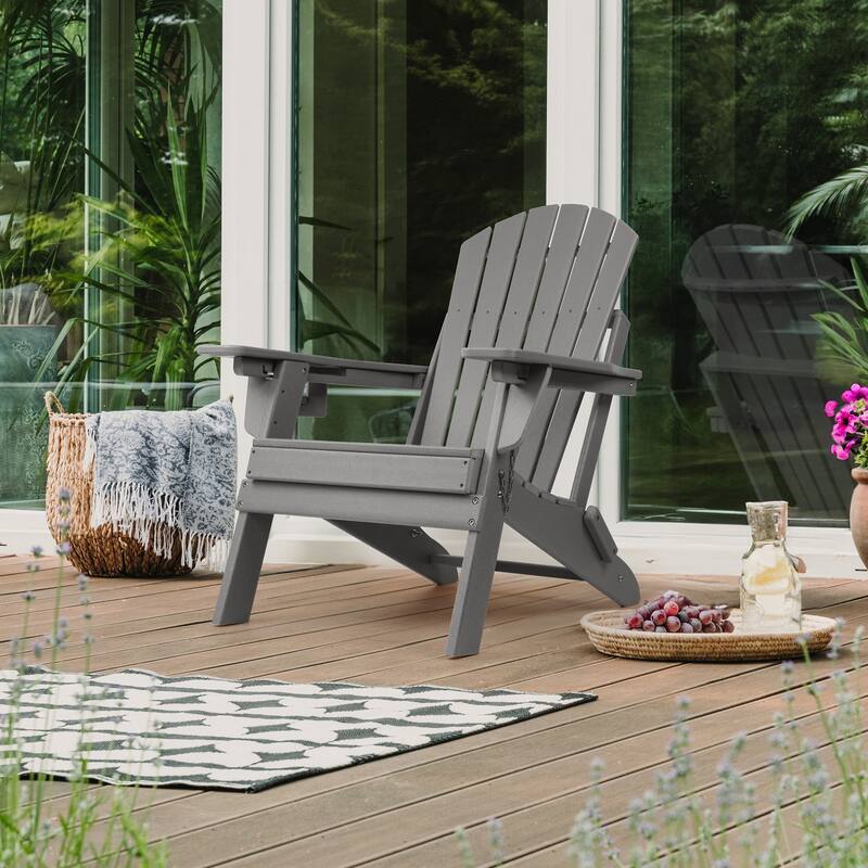 Vrakae Adjustable and Folding Adirondack Chair with Cup Holder