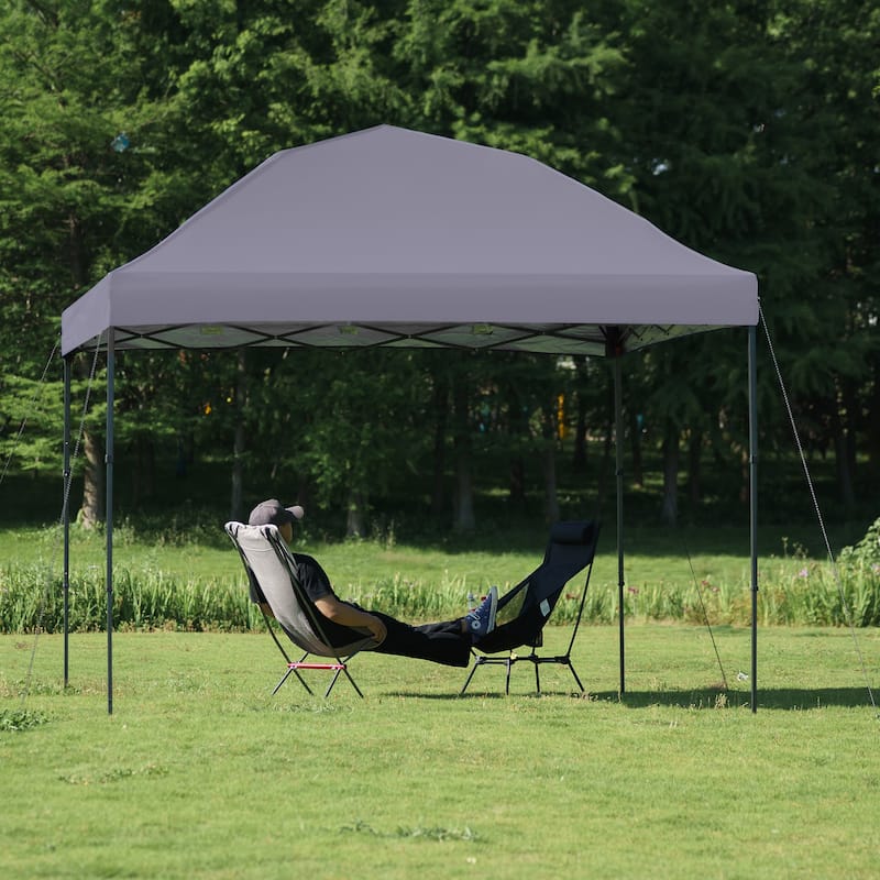 10x10 Pop Up Canopy - Beach Tent with One Push Setup - Easy Outdoor Sun Shade for Events,Parties,Camping With Silver Coated Top