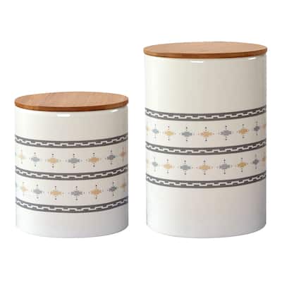 HiEnd Accents 2 PC Small Aztec Design Canister Set
