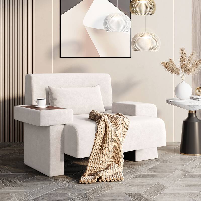 Oversized Armchair with Hidden Storage Compartment, 48'' Upholstered Single Sofa Chair w/ Pillow Reading Chair for Waiting Room
