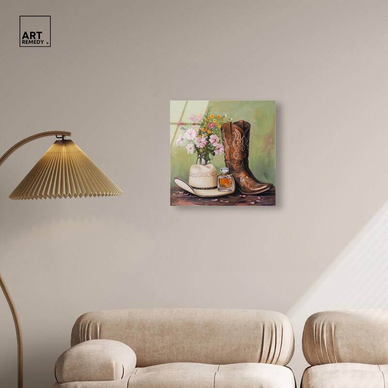 Spring Green Cowboy Necessities Acrylic by Art Remedy, Ready to Hang