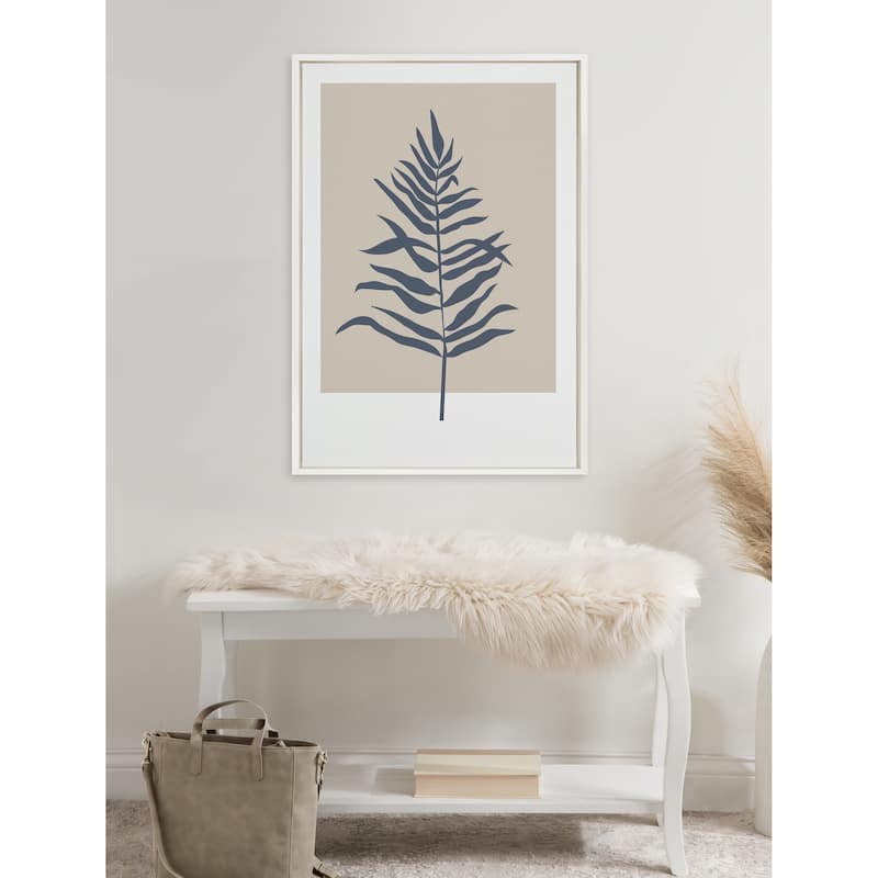 Kate and Laurel Muted Tan Blue Fern Canvas by Creative Bunch Studio