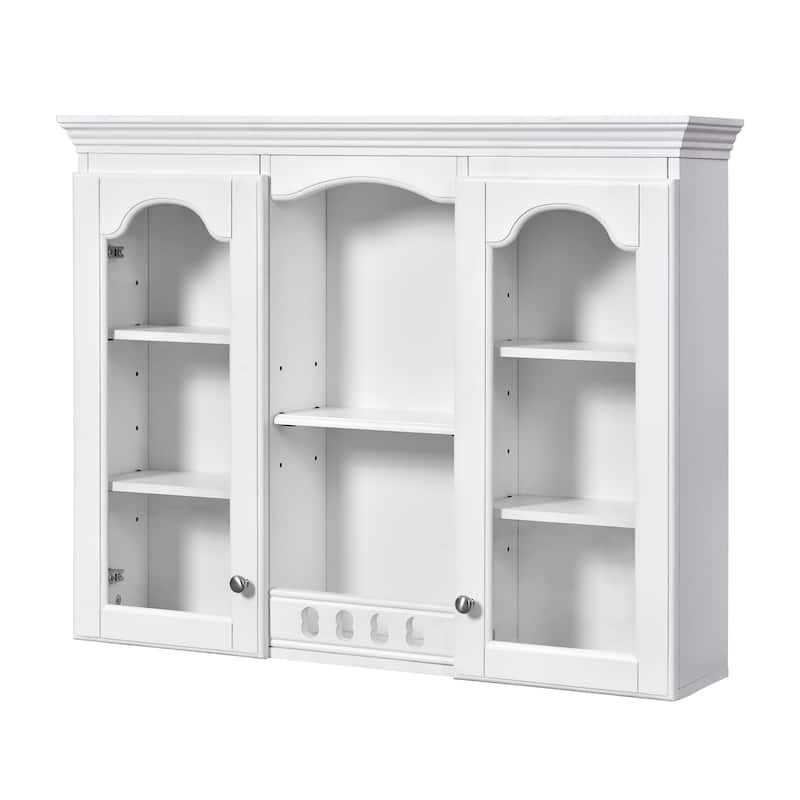 Roomfitters Wall Mounted Medicine Cabinet, Bathroom Cabinet with 2 Glass Doors, Over Toilet Storage Organizer, White