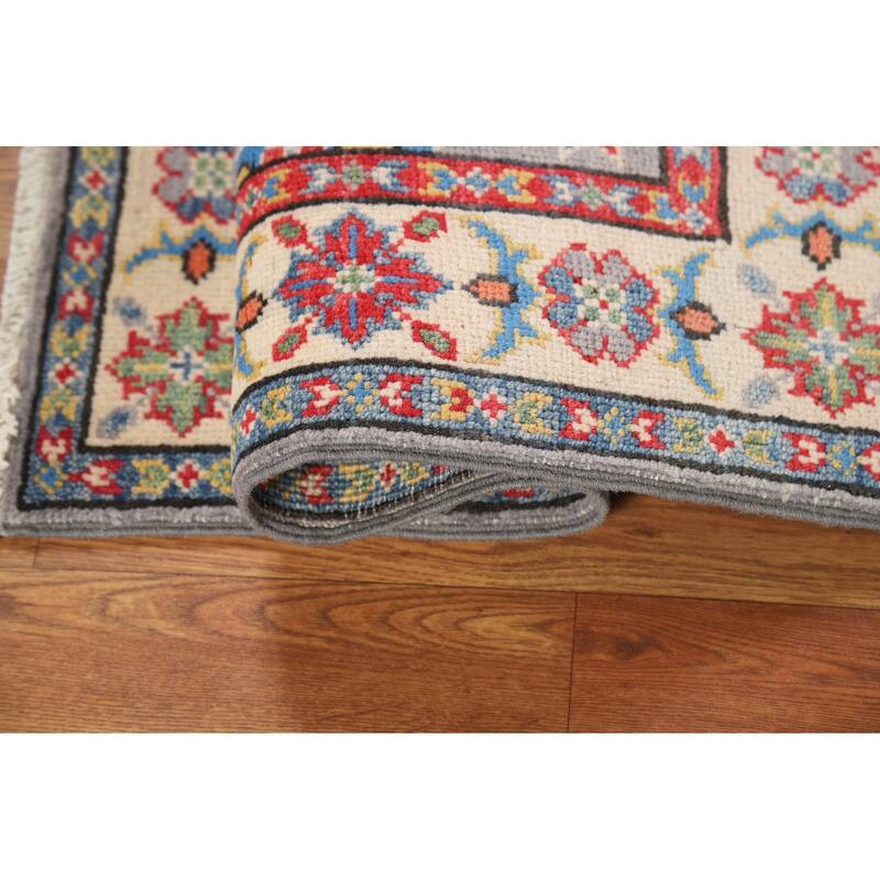 Gray Kazak Oriental Foyer Rug Hand-Knotted Wool Carpet - 2'0" x 3'0"