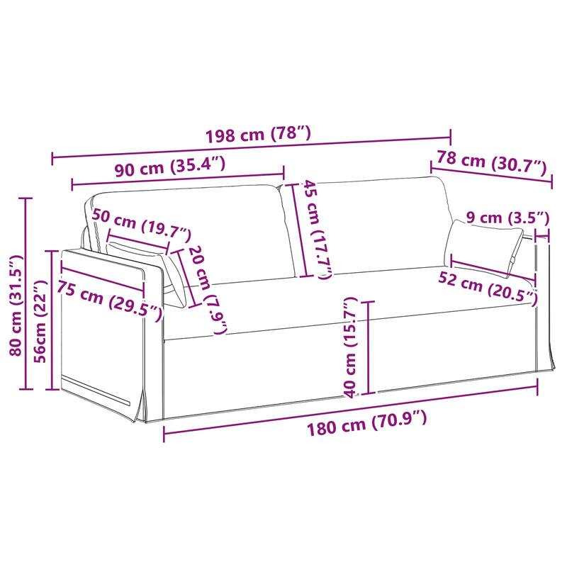 vidaXL Sofa 2 pcs Dark Grey in Fabric