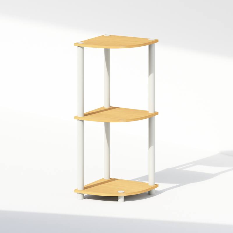 Furinno Turn-N-Tube 3-Tier Multipurpose Corner Shelf, Display Shelf - Beech/White