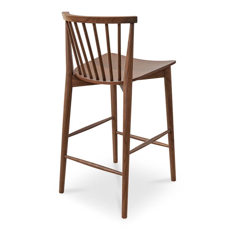 NADAAL STUDIOS Briar Counter Stool, Solid Walnut Frame, Natural Walnut