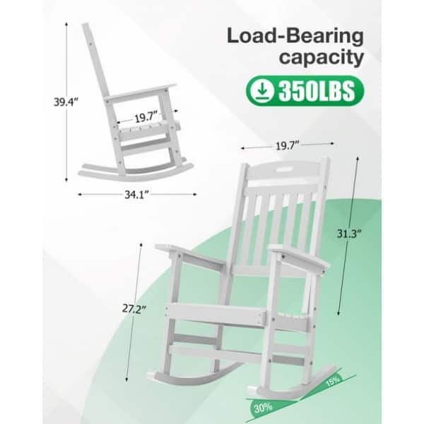 dimension image slide 14 of 24, WINSOON All Weather HIPS Outdoor Rocking Chair, Set of 2