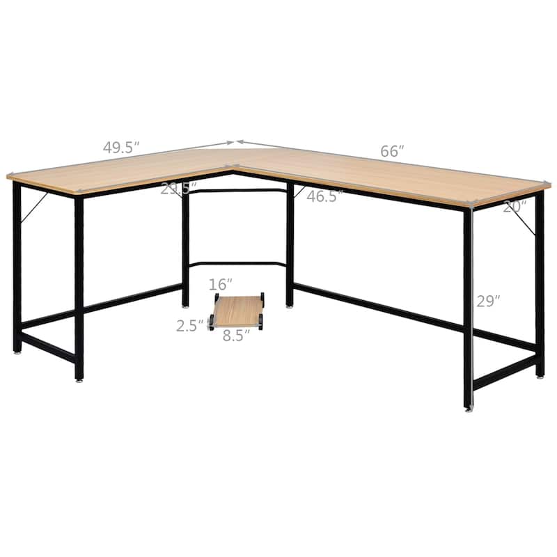 Costway L-Shaped Computer Desk Corner Workstation Study Gaming Table