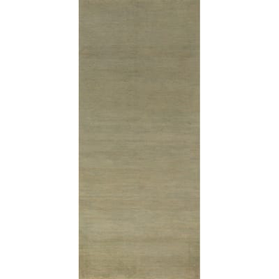 Light Green Modern Gabbeh Runner Rug Handmade Wool Carpet - 3'0" x 9'10"
