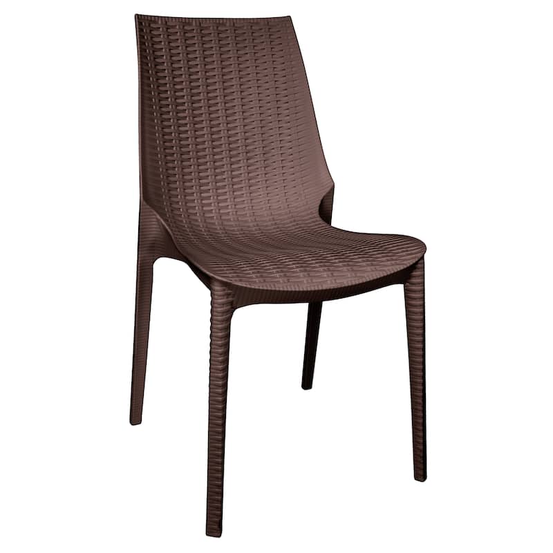 Kent Modern Rattan-Style Stackable Lightweight Dining Chair for Patio and Garden - Brown