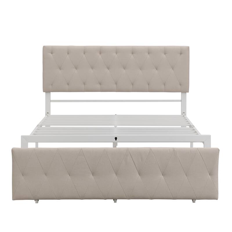Storage Bed Metal Platform Bed with a Big Drawer