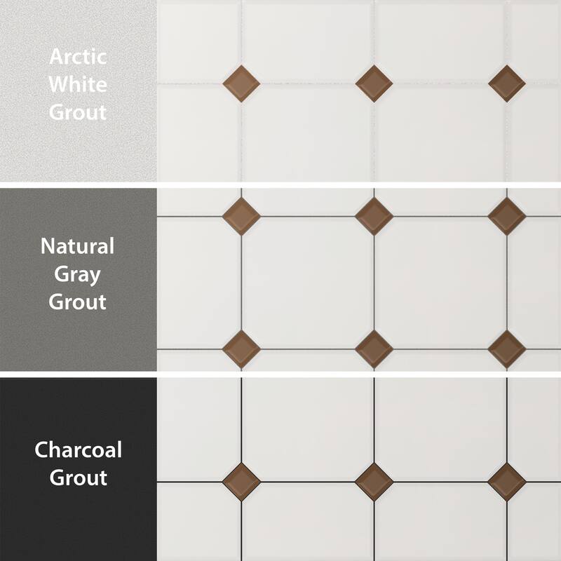 Merola Tile Vaudeville Octagon Nacar with Taco Marron 7-7/8" x 7-7/8" Porcelain Floor and Wall Tile