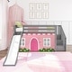 preview thumbnail 61 of 62, Max and Lily Classic Twin Low Loft with Stairs, Easy Slide and Curtain Grey, Pink