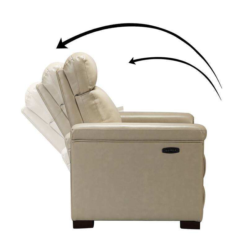 Alicia 34.65" Wide Contemporary Classic Genuine Leather Power Recliner With USB Port, Set of 2