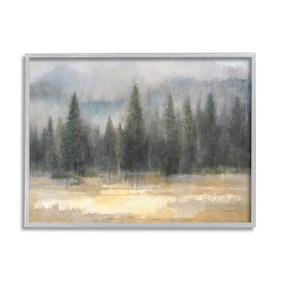 Stupell Abstract Blurred Pine Tree Forest Landscape Framed Wall Art - Green