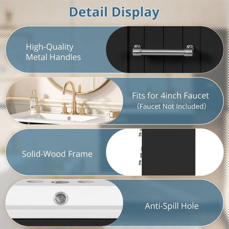 30 inch Bathroom Vanity with Undermount Sink, Soft-Close Doors & Tip-Out Drawer