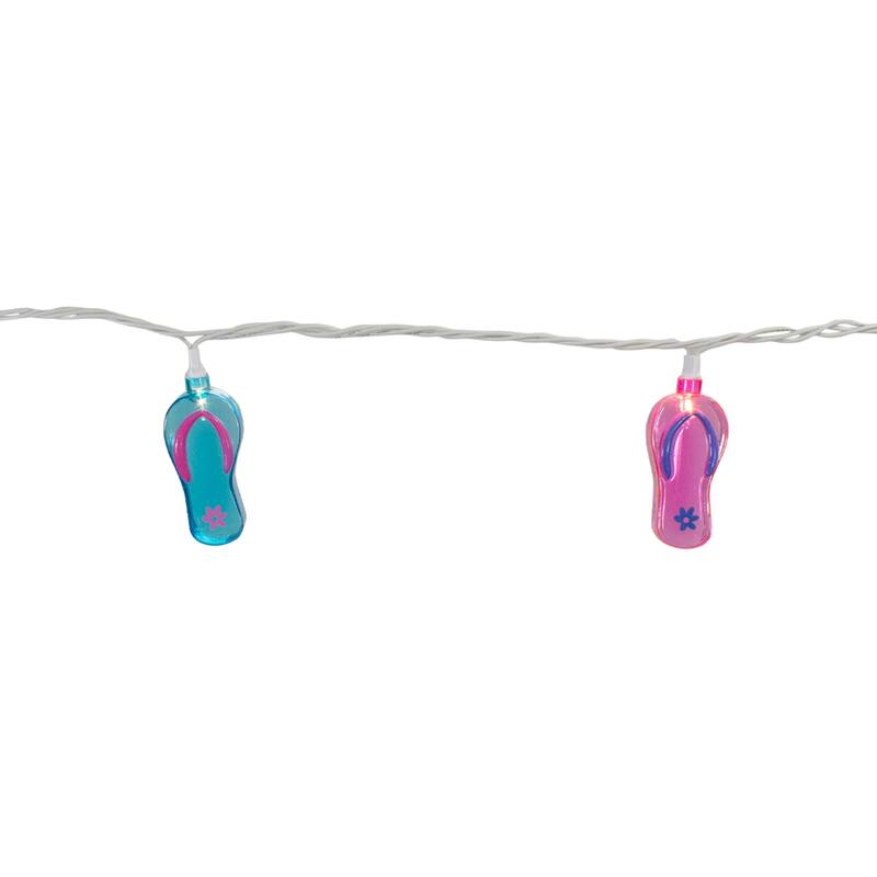 10 Summer Flip Flop String Christmas Light Set, 7.25ft White Wire