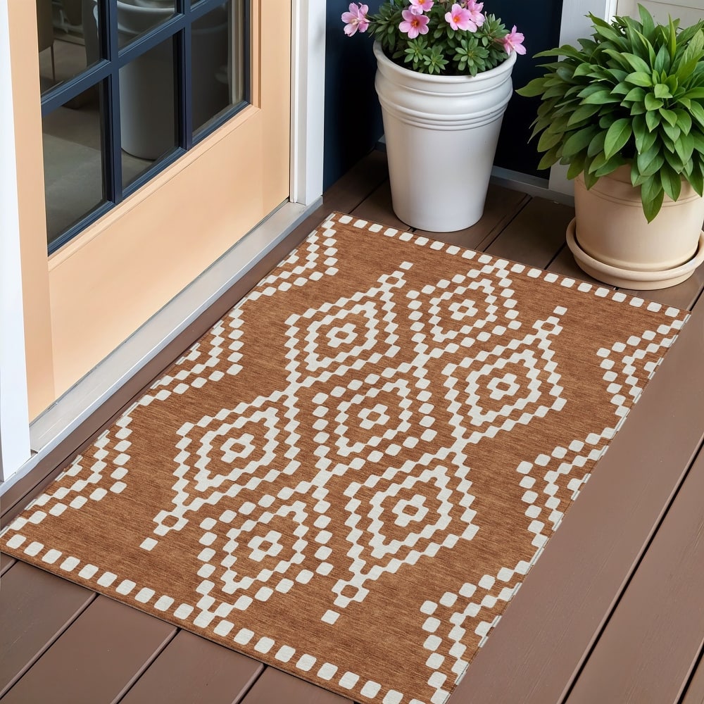 HomeRoots Geometric Transitional Rectangle Outdoor Rug