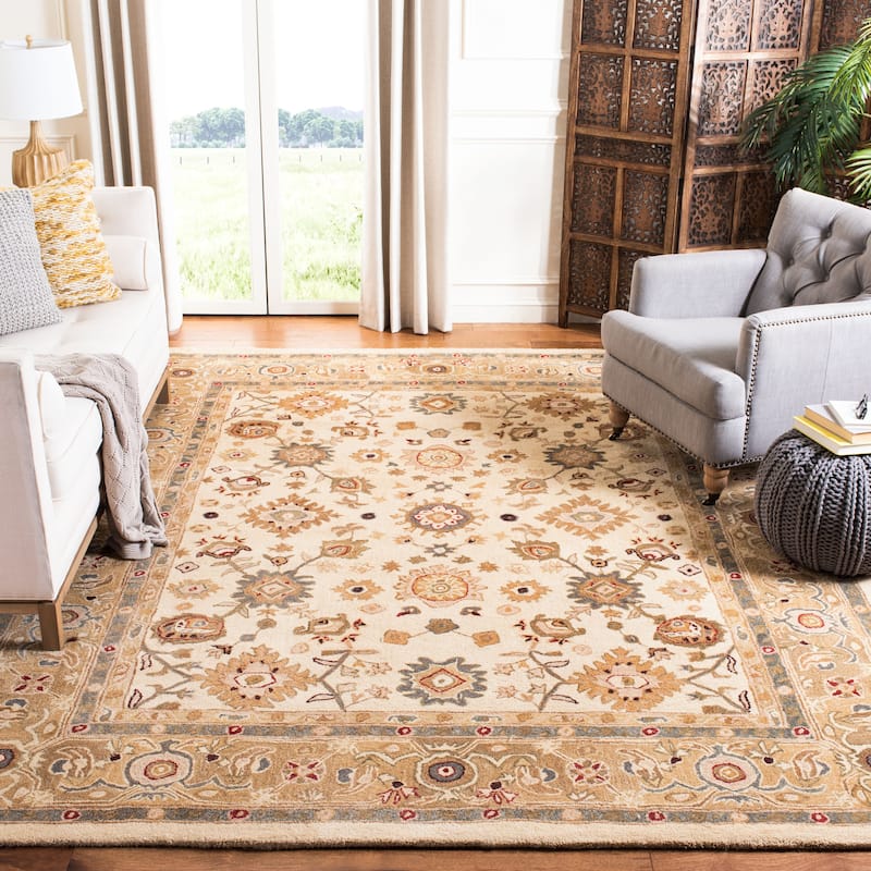 SAFAVIEH Handmade Anatolia Shahida Traditional Oriental Hand-spun Wool Rug - 9'6" x 13'6" - Ivory/Brown
