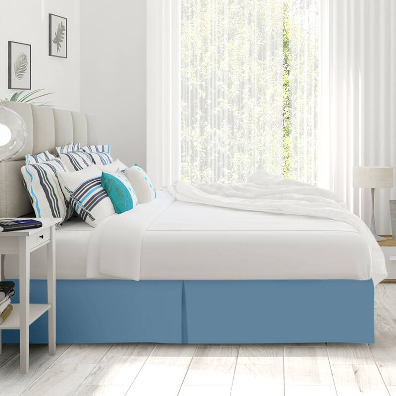 Clara Clark Pleated Bed Skirt-14 inch Tailored Drop - Soft Double Brushed Premium Microfiber Ruffle Bed Skirt - Includes 8 Pins