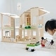 preview thumbnail 3 of 6, PlanToys Green Wooden Dollhouse With Furniture - Assorted