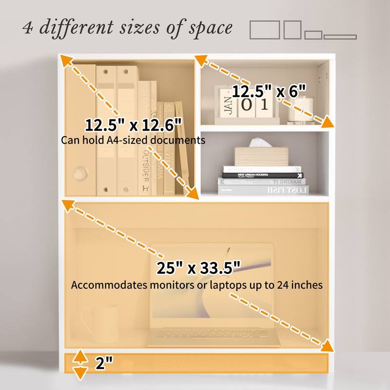 Desktop Shelf Bookshelf Storage for College Dorm Office Home, White