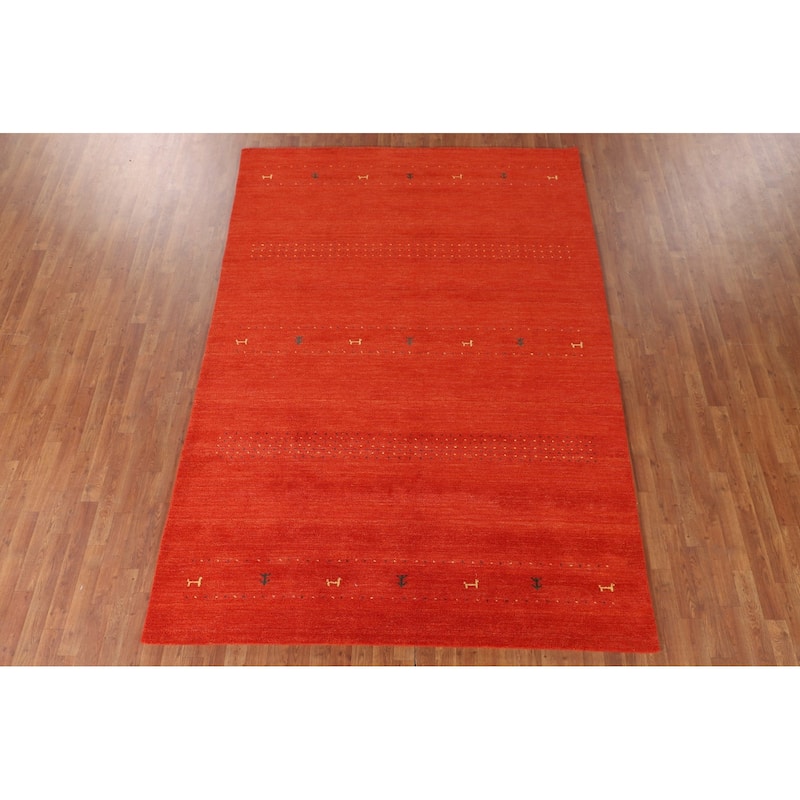 Hand Knotted Oriental 100% Wool Carpet Tribal Tribal Oranges & Rust Gabbeh Area Rug - 9' 9'' X 6' 10''