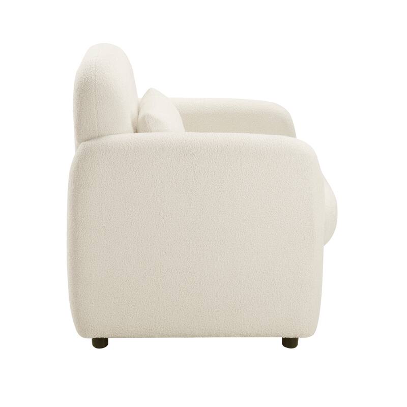 Silas 32.5" Boucle Accent Chair - 1 Matching Pillow, Attached Cushions