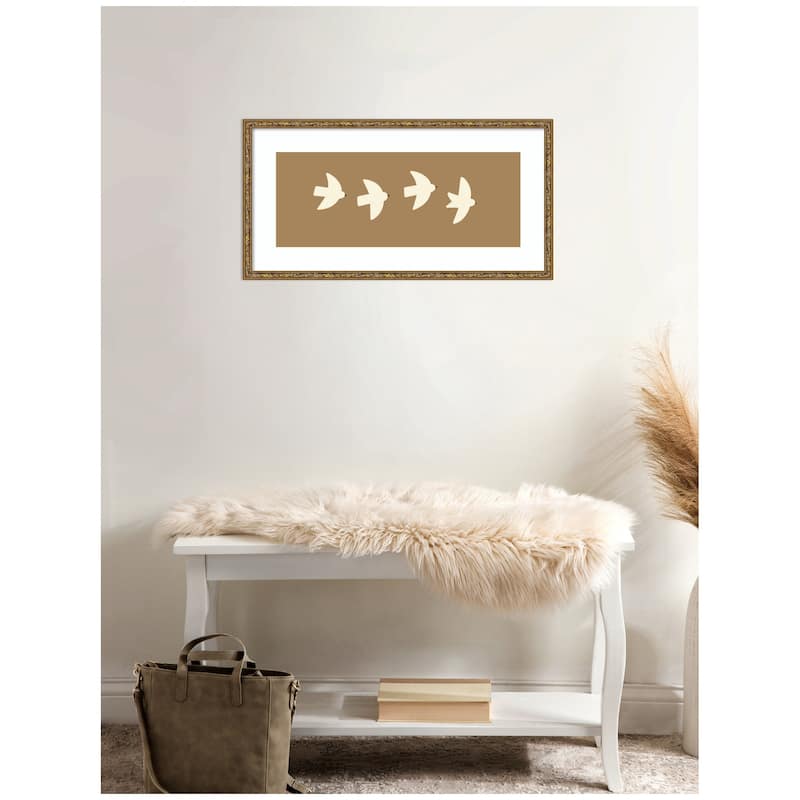 Kate and Laurel Minimalist Birds Panel 2 Brown by Laura Moss Framed Wall Art Print
