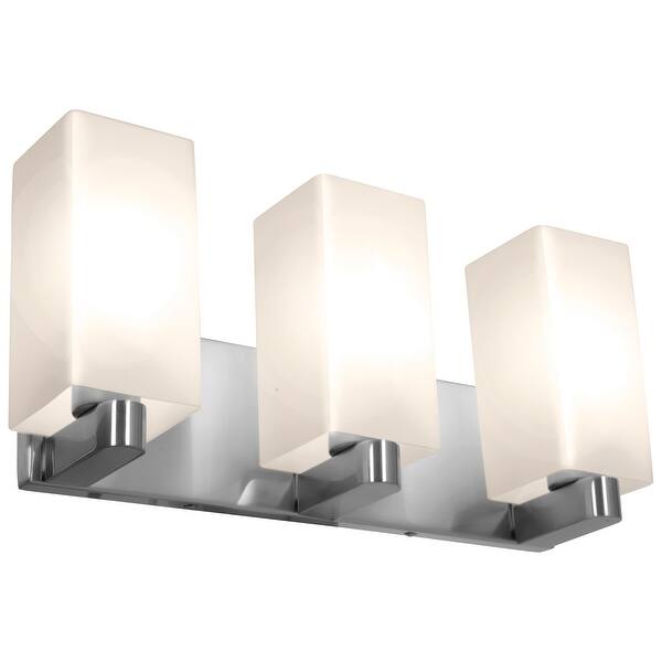 slide 2 of 2, Access Lighting Archi - 3-Light Vanity - Brushed Steel Finish - Opal Glass Shade Silver
