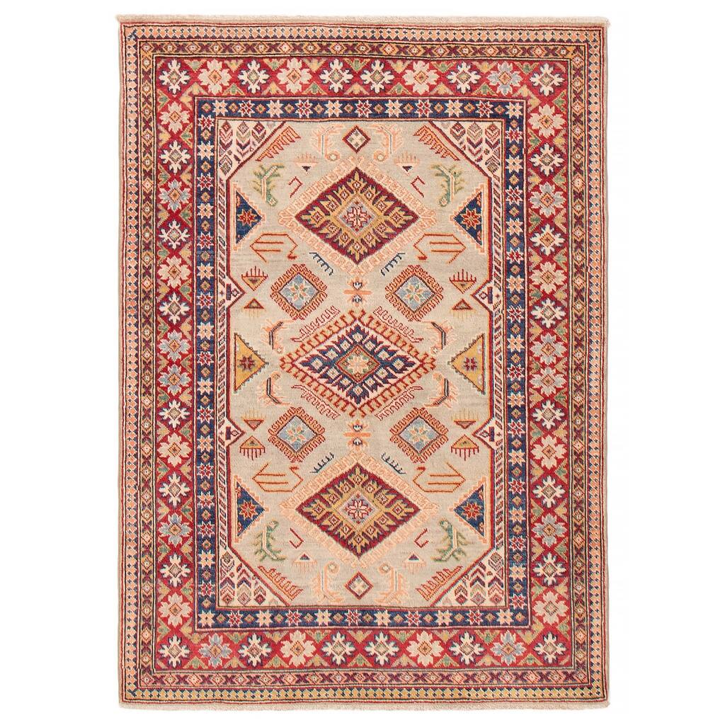 ECARPETGALLERY Hand-knotted Uzbek Ghazni Grey Wool Rug - 4'1 x 5'8