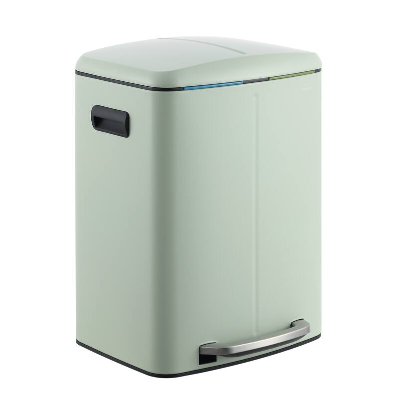 happimess 10.6-Gallon Double Bucket Trash Can with Soft Close Lid
