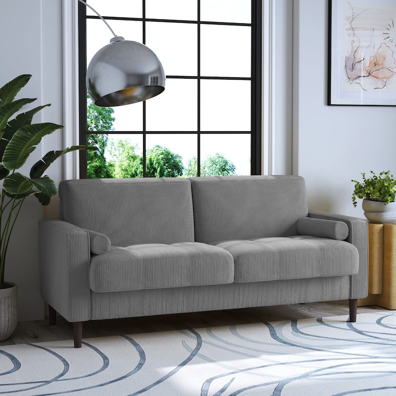 Corduroy 61.9" Loveseat Sofa Square Armrests