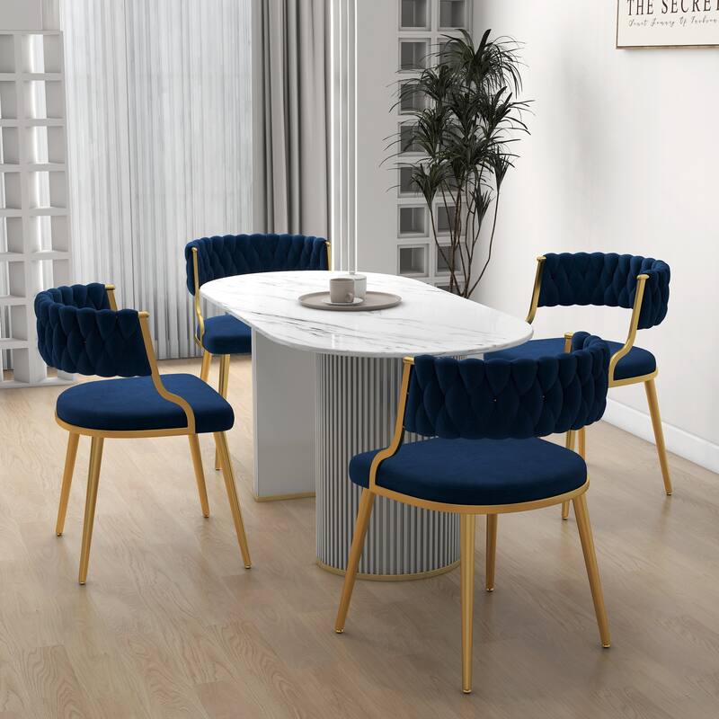 4PACK Upholstered Dining Chairs with Woven Back