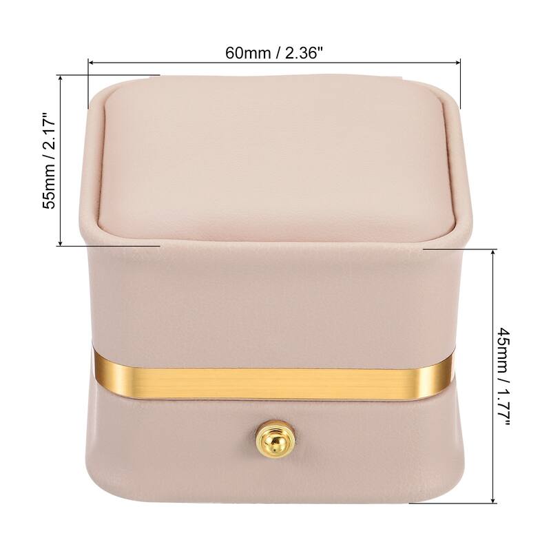 Velvet Ring Box, Single Slot Wedding Ring Box Jewelry Holder Style 2 - Dark Pink