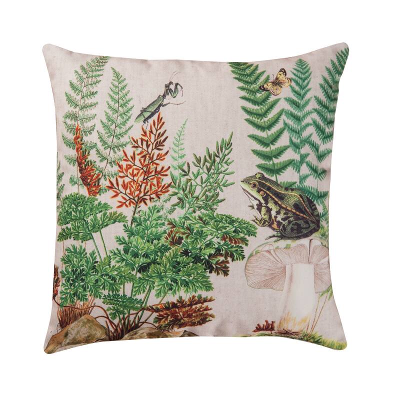 Fern & Frog Printed 18 Inch Accent Decorative Accent Throw Pillow