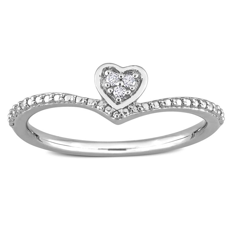 Miadora Diamond Accent Heart Promise Stacking Ring in Sterling Silver