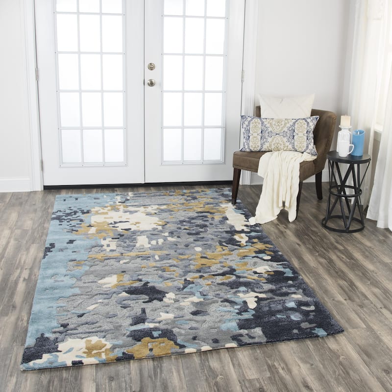 Alora Decor Lapis Neutral Blue and Brown Hand-tufted Wool Blend Rug