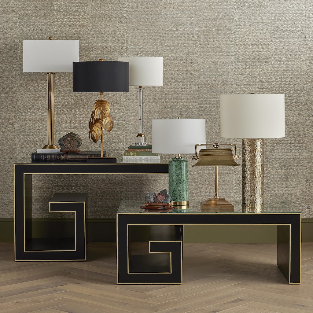 Currey & Company Allegory Brass Table Lamp - 36.5"h x 17"w x 10.5"d