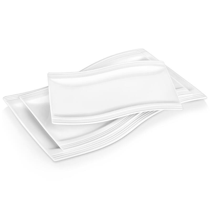 MALACASA Flora Porcelain Rectangular Serving Plates