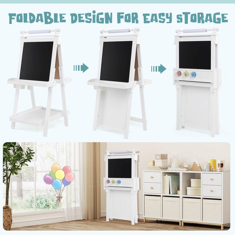 Costway Foldable Easel for Kids 3-in-1 Double-sided Art Easel with - See Details