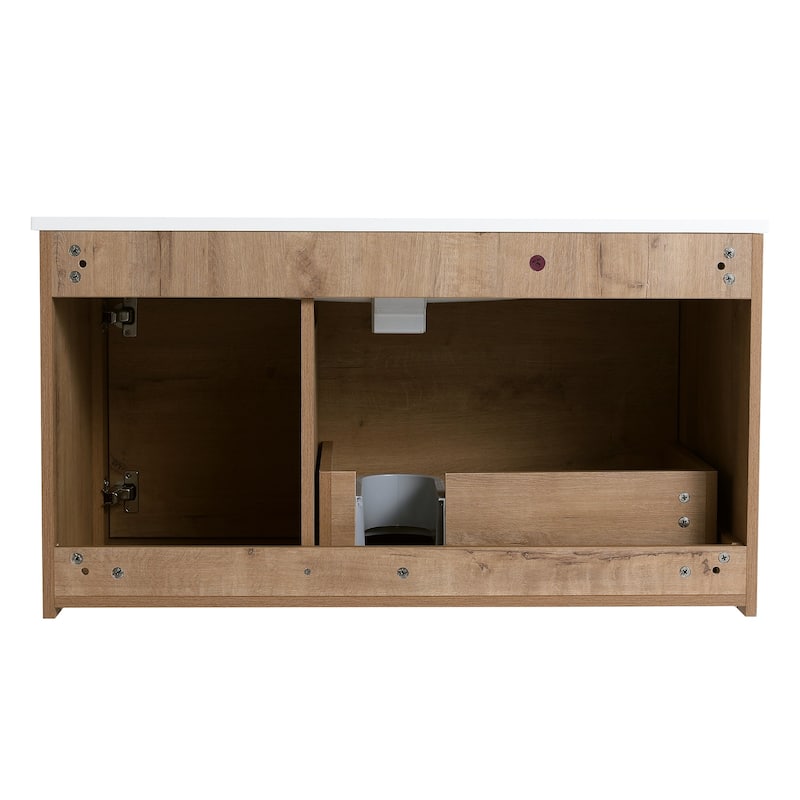 36 Inch Wall Mounted Plywood Bathroom Vanity Set with Integrated Gel Basin and Door