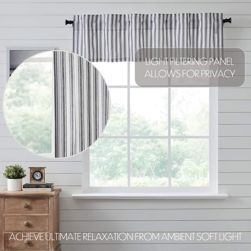 Sawyer Mill Black Ticking Stripe Valance 16x60 - M - M - Black