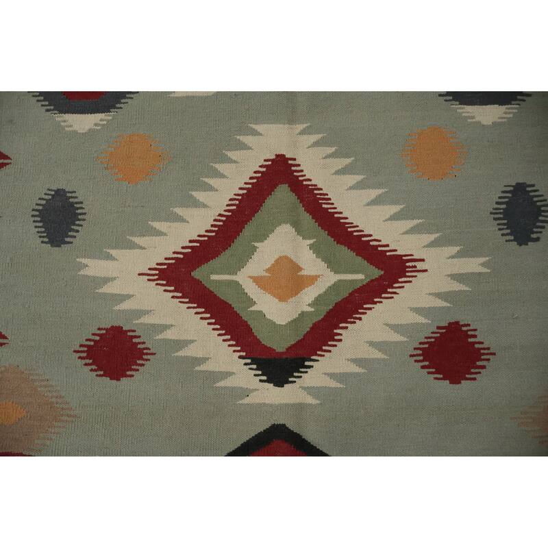 Hand Woven Oriental 100% Wool Carpet Southwestern Tribal Greys & Charcoal Kilim Area Rug - 10' 1'' X 8' 4''