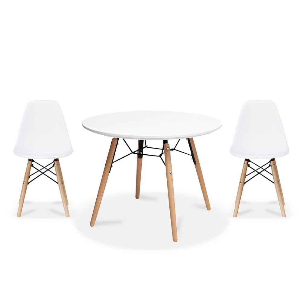 Kids Table and Chair Set Modern Toddler Furniture with Round Table and Armless Chairs Eiffel Wooden Legs Dining or Playroom Use