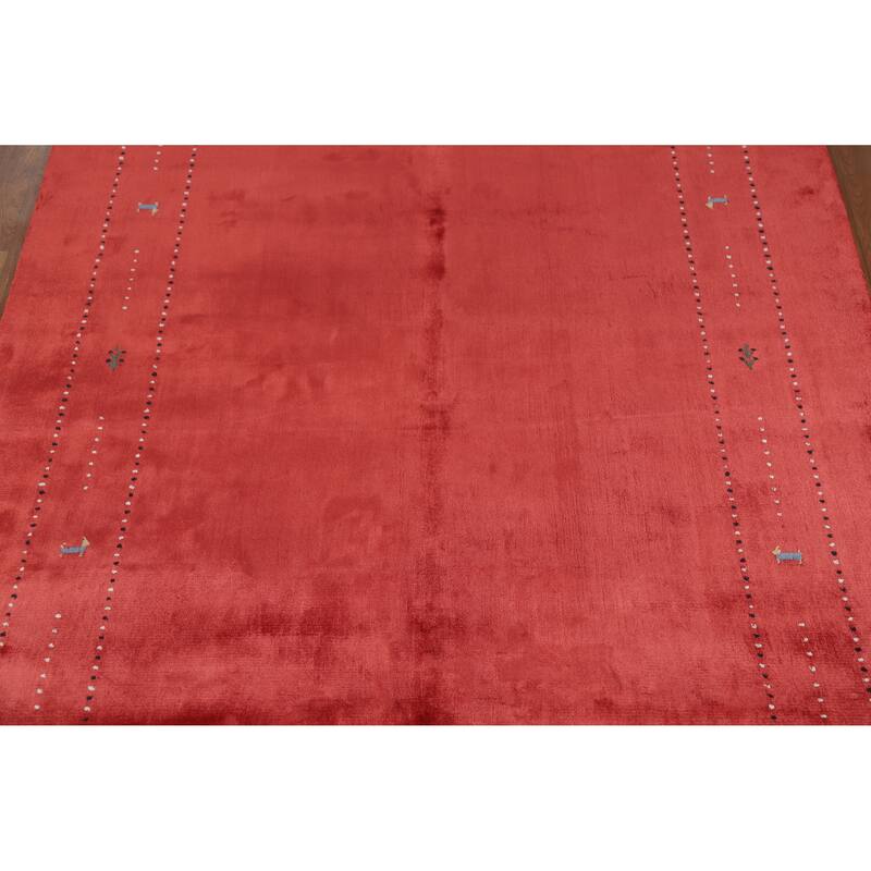 Tribal Gabbeh Indian Area Rug Handmade Red Modern Wool Carpet - 5'4" x 7'6"